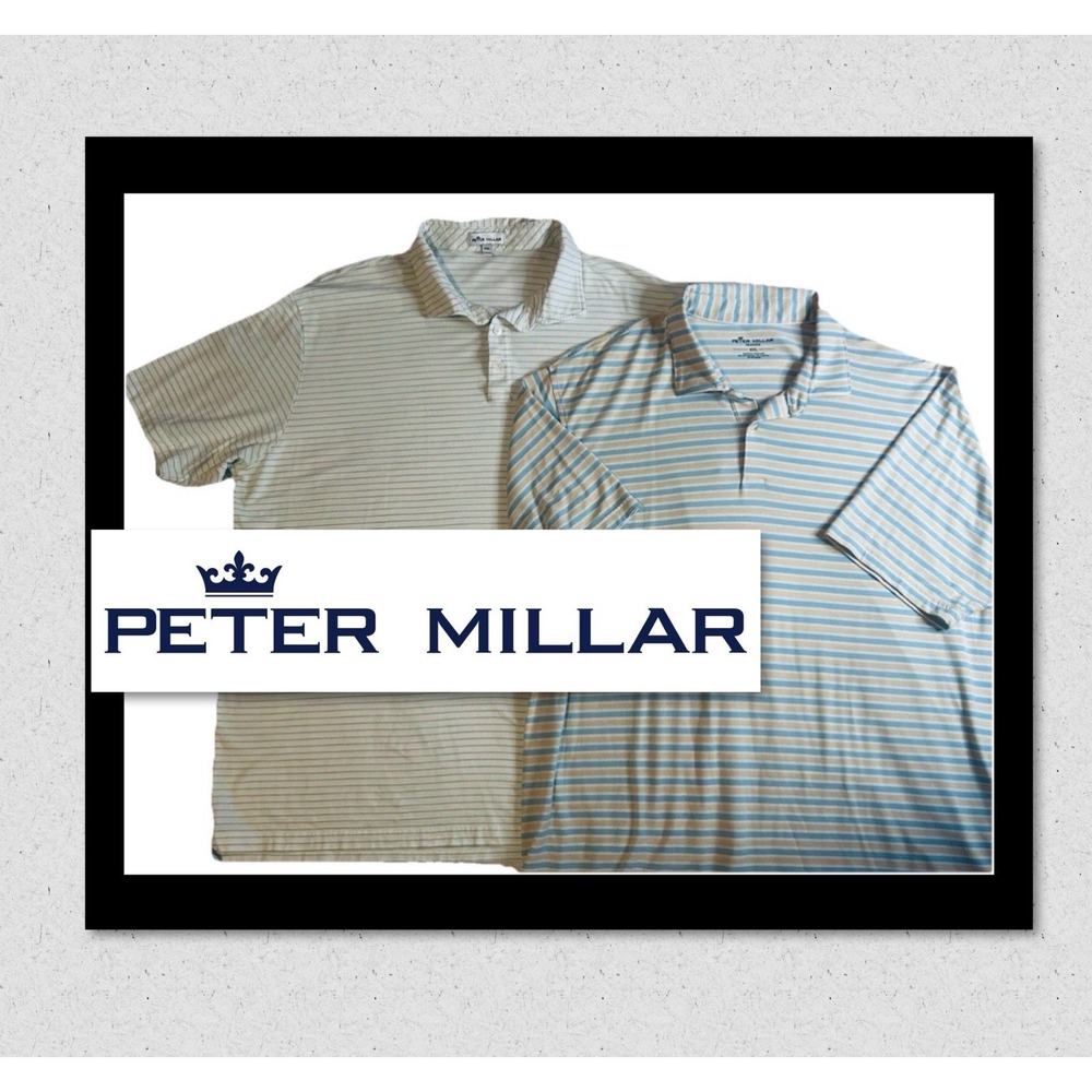 Peter Millar (Lot Of 2) Polo Shirts Men's 2XL Tall - Striped - Seaside Golf S/S